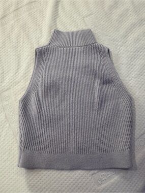 Zara Halter Ribbed Knit Mock Neck Cropped Top Lavender Sleeveless-Small